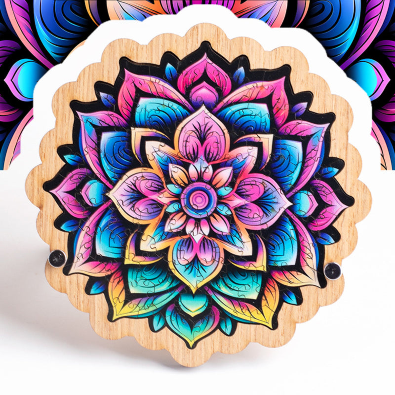 Wooden Puzzle Colorful Flower Shaped Jigsaw