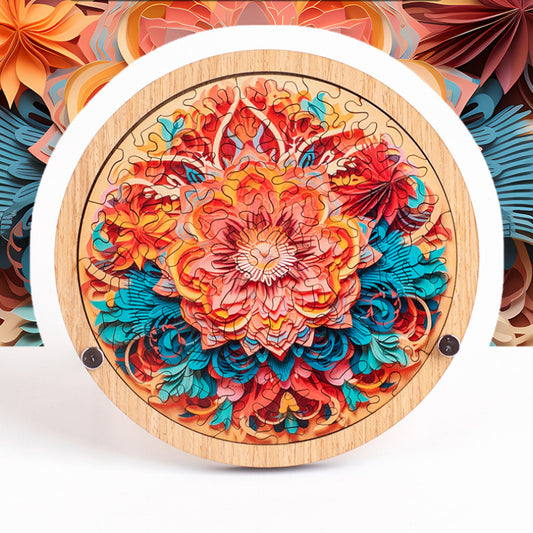 Wooden Puzzle Colorful Hibiscus Shaped Puzzle