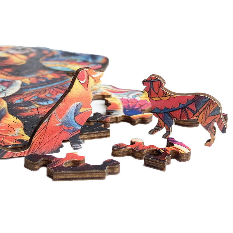 Wooden Dog Puzzle 3D Irregular Toy Jigsaw