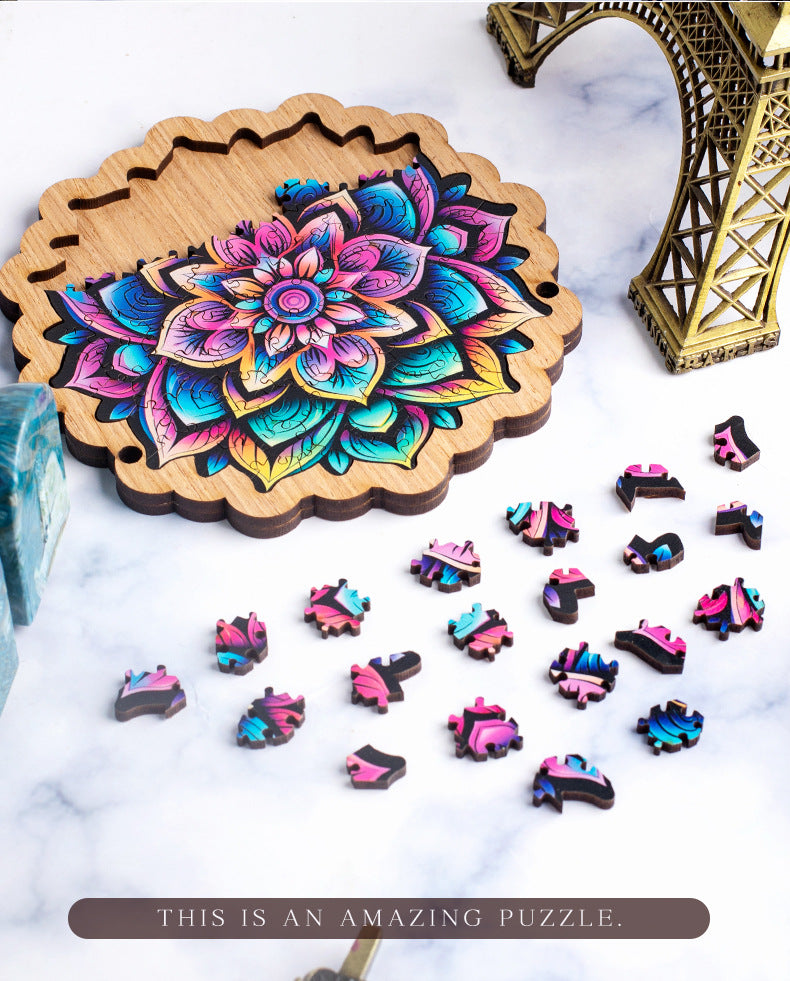 Wooden Puzzle Colorful Flower Shaped Jigsaw