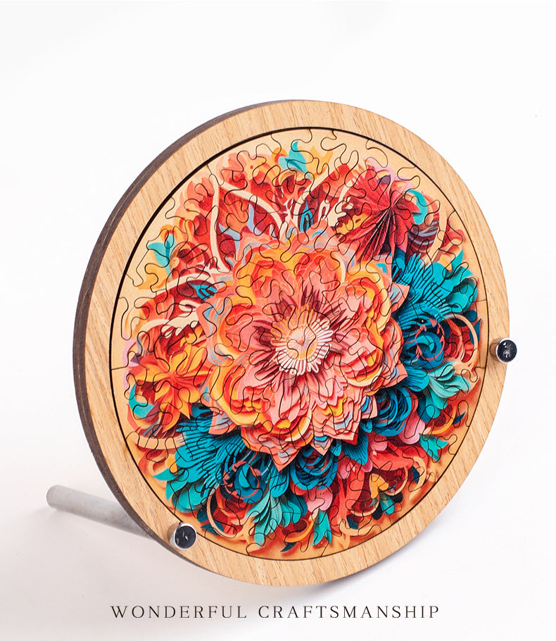 Wooden Puzzle Colorful Hibiscus Shaped Puzzle