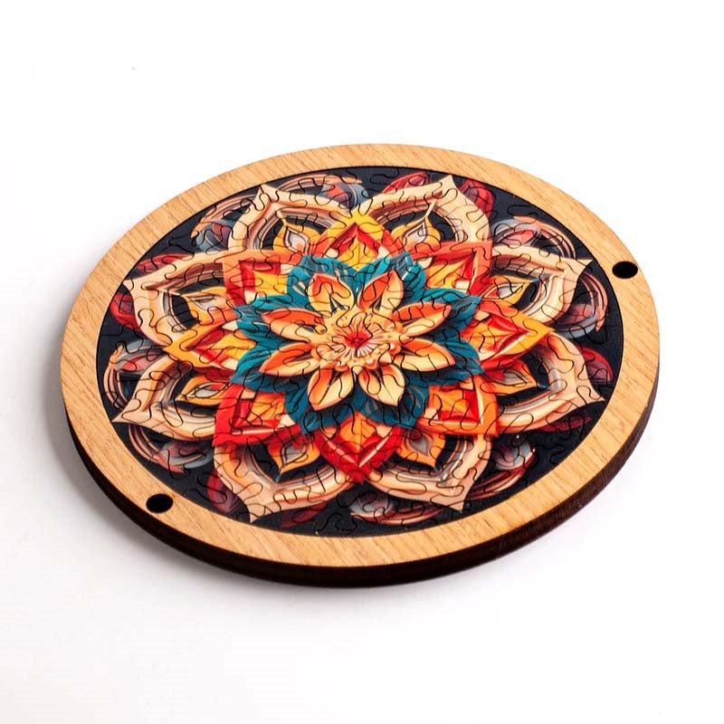 Wooden Puzzle Colorful Mandala Shaped Puzzle