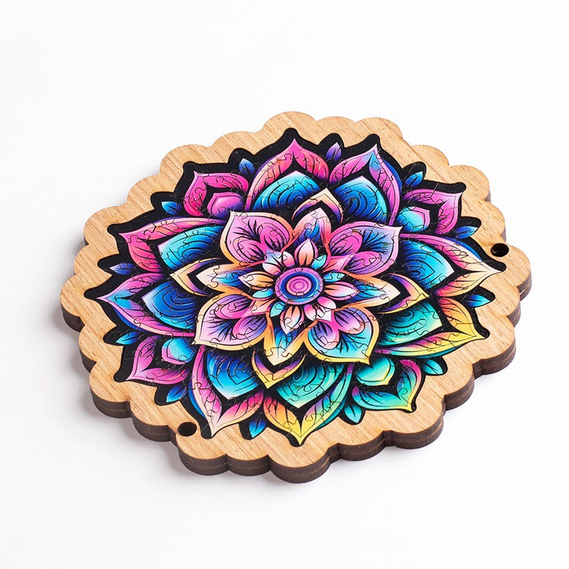 Wooden Puzzle Colorful Flower Shaped Jigsaw