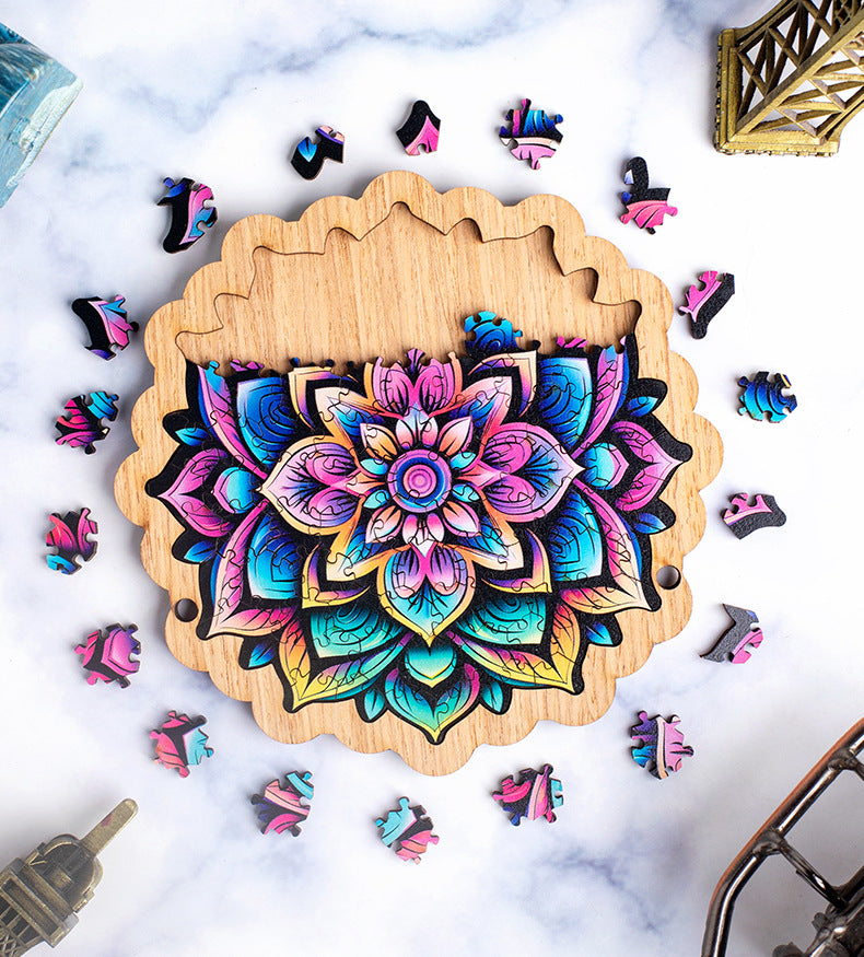 Wooden Puzzle Colorful Flower Shaped Jigsaw