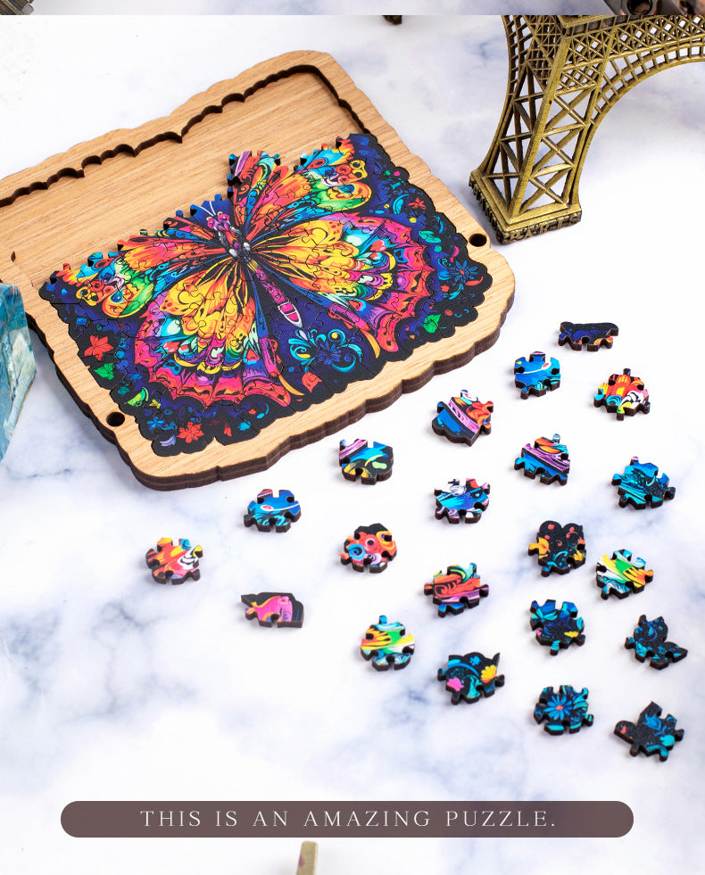 Wooden Puzzle Colorful Butterfly Shaped Puzzle