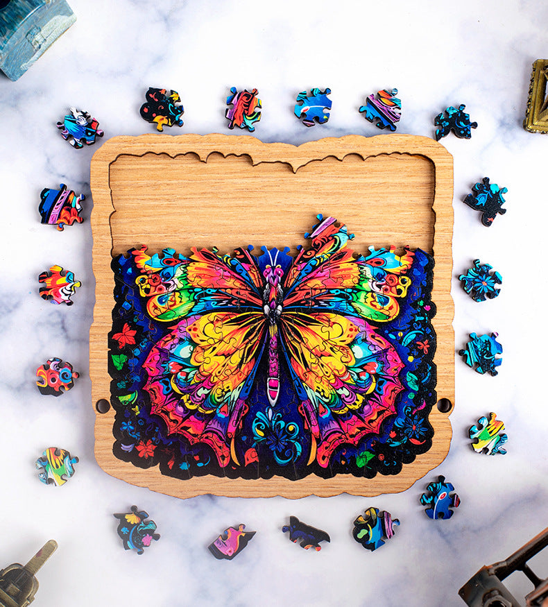 Wooden Puzzle Colorful Butterfly Shaped Puzzle