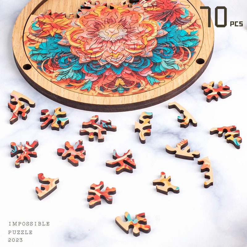 Wooden Puzzle Colorful Hibiscus Shaped Puzzle