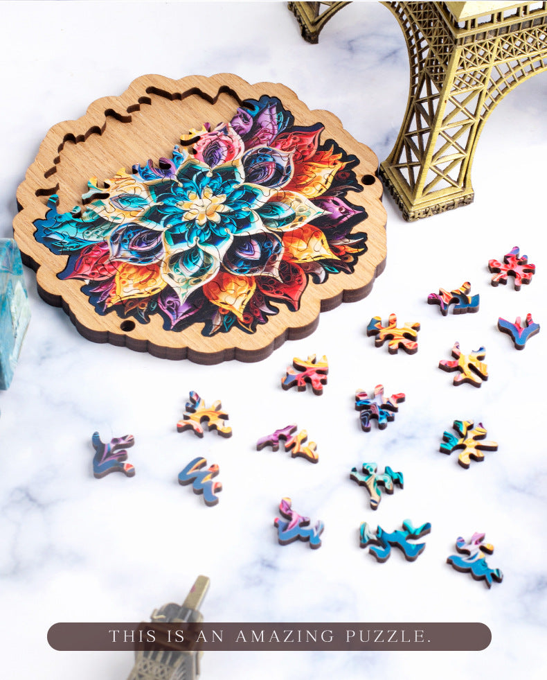 Wooden Puzzle Colorful Flower Shaped Puzzle