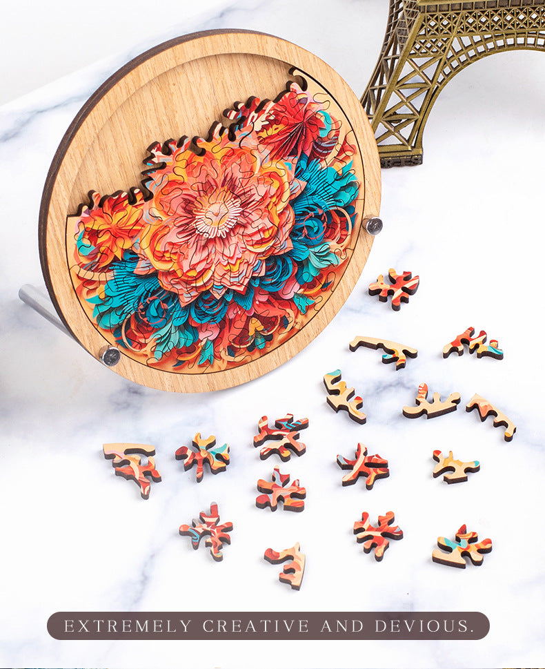 Wooden Puzzle Colorful Hibiscus Shaped Puzzle