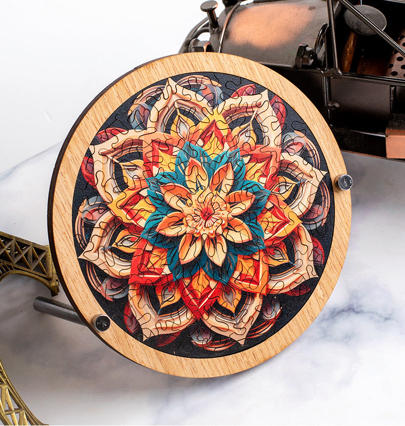 Wooden Puzzle Colorful Mandala Shaped Puzzle