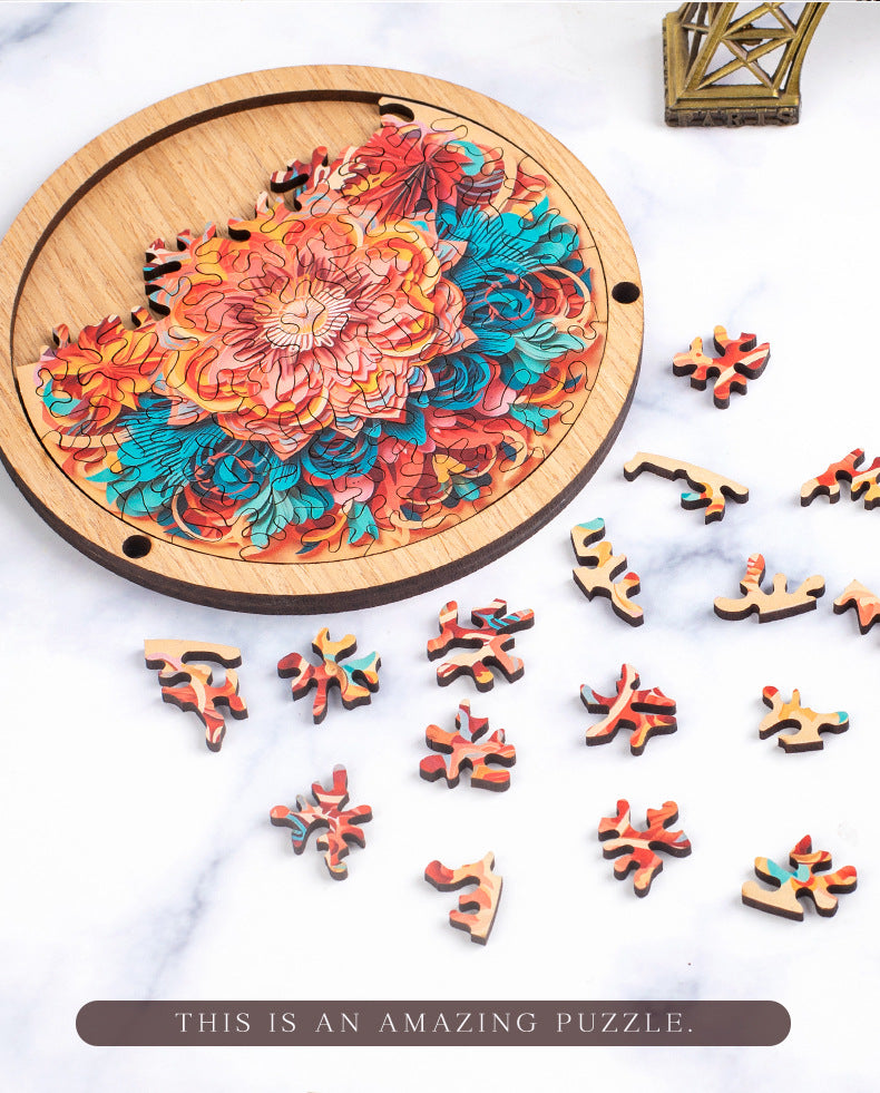 Wooden Puzzle Colorful Hibiscus Shaped Puzzle