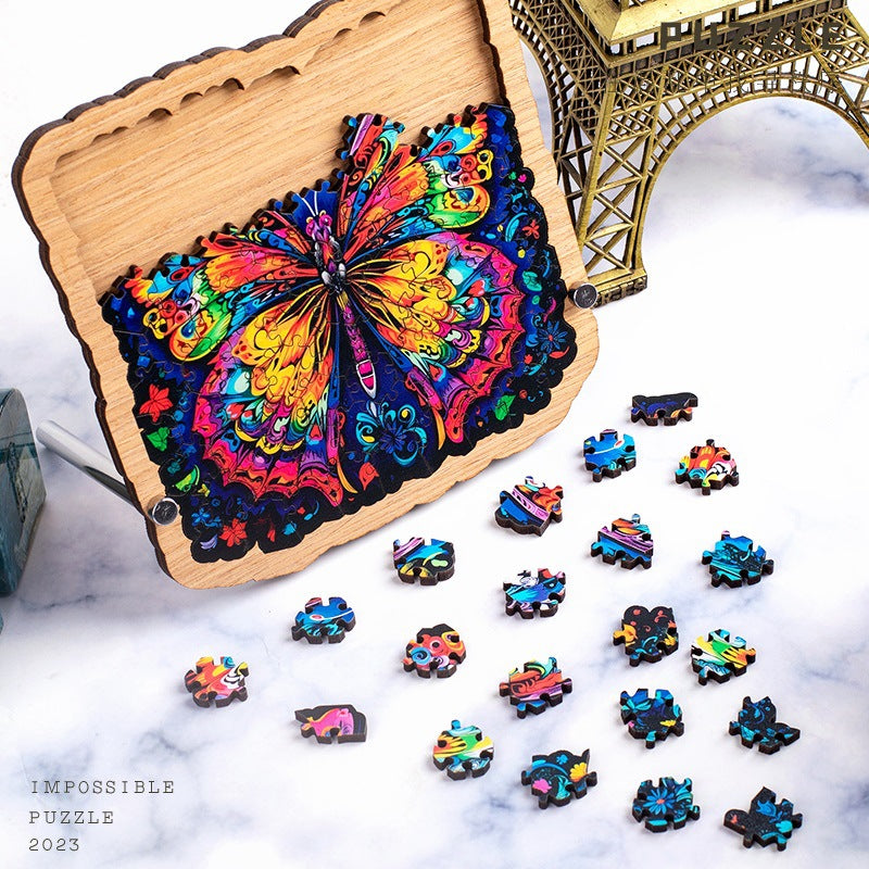 Wooden Puzzle Colorful Butterfly Shaped Puzzle