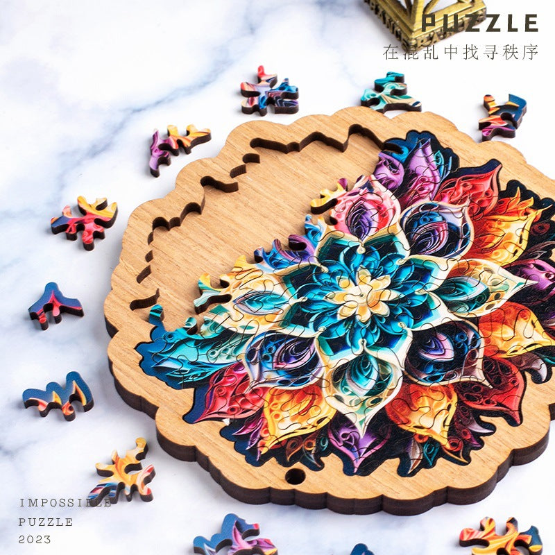 Wooden Puzzle Colorful Flower Shaped Puzzle