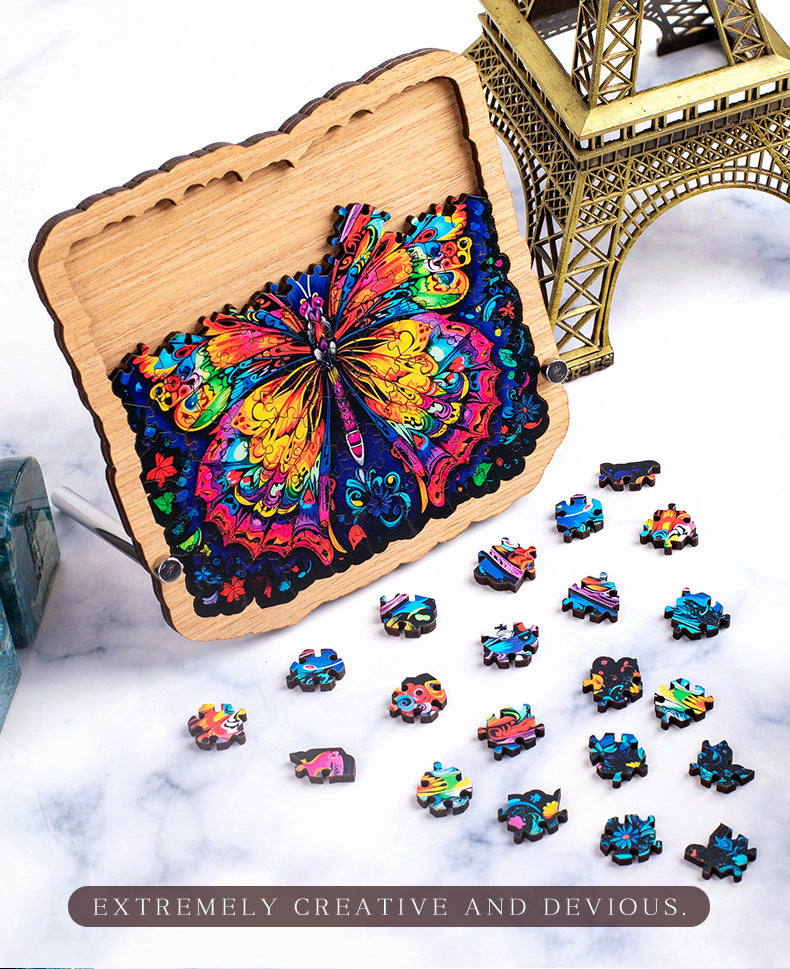 Wooden Puzzle Colorful Butterfly Shaped Puzzle