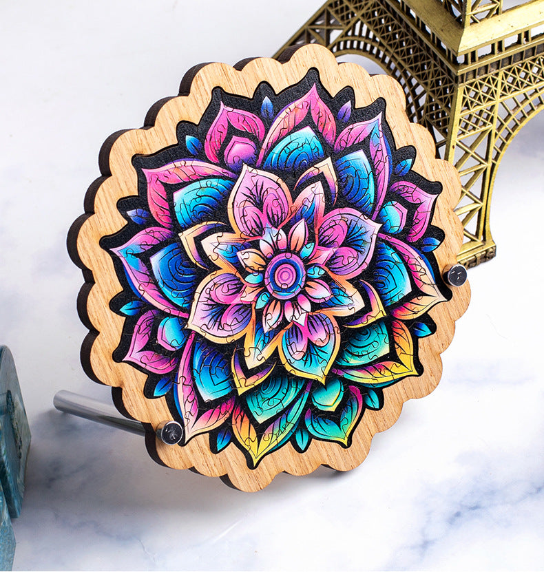 Wooden Puzzle Colorful Flower Shaped Jigsaw