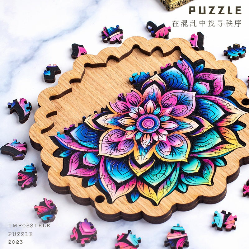 Wooden Puzzle Colorful Flower Shaped Jigsaw