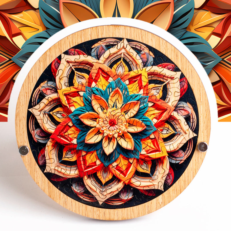 Wooden Puzzle Colorful Mandala Shaped Puzzle